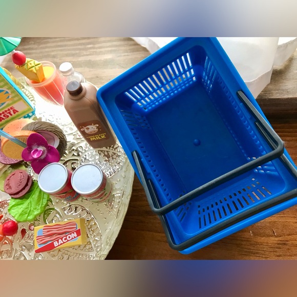 WALMART Mini Shopping Basket Hand Cart & Pretend Play Food American Doll Size - Picture 4 of 15